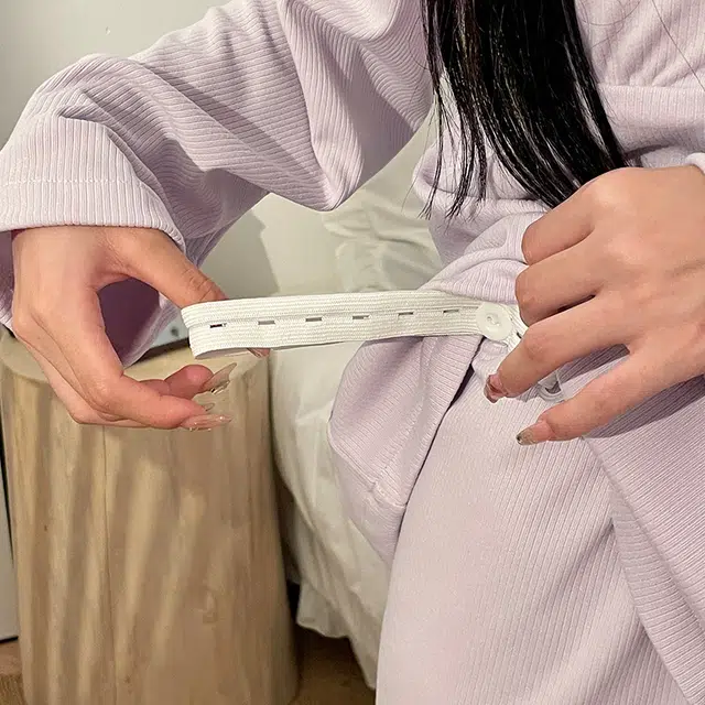 兰缪 德绒保暖带胸垫休闲月子服家居服睡衣套装 女款 浅紫色