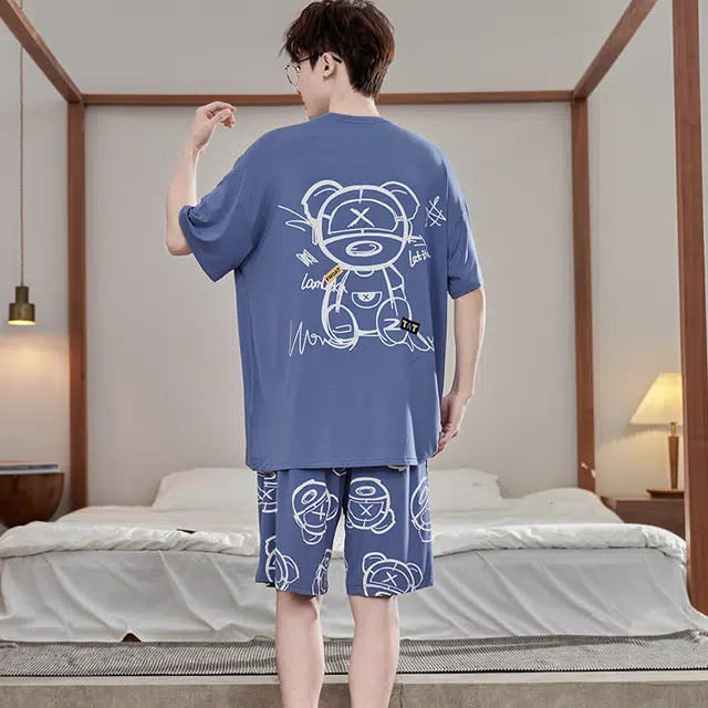 兰缪 薄款凉感休闲舒适家居服睡衣套装 男款 图片色