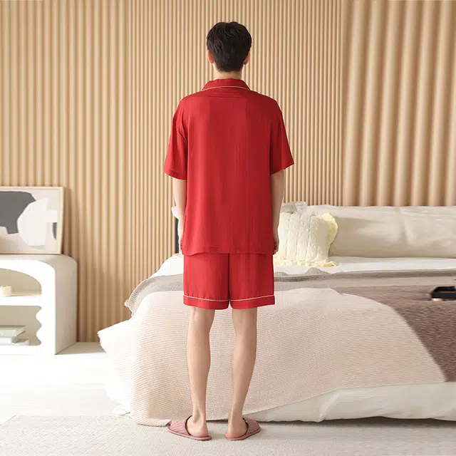 兰缪 时尚休闲短袖中国风家居服睡衣套装 男款 图片色