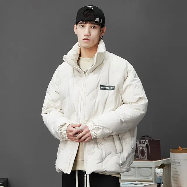 童先森 立领冬季鸭绒轻薄休闲夹克防风保暖加厚情侣短款外套羽绒服 男款