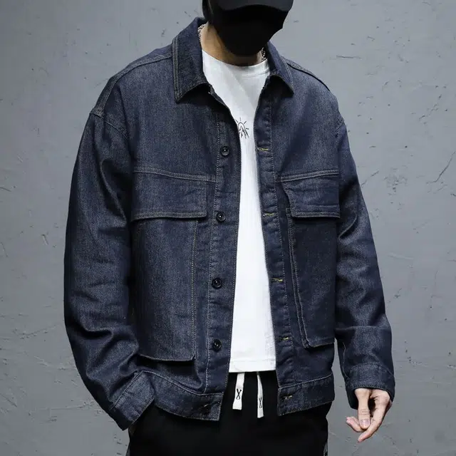 童先森 男士牛仔外套春秋潮牌日系复古休闲翻领夹克 男款
