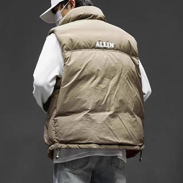 童先森 轻薄羽绒服男士冬季潮牌工装立领马夹白鸭绒保暖外套马甲 男款