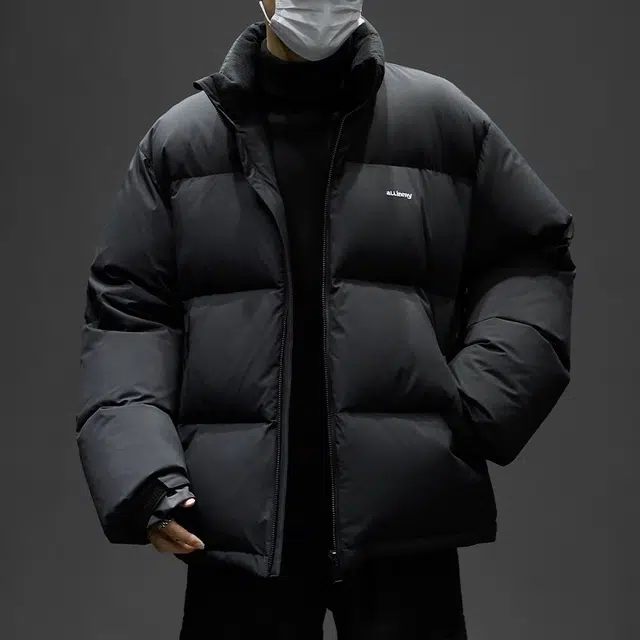 童先森 白鸭绒男冬季立领加厚保暖短款外套简约百搭面包服羽绒服 男款