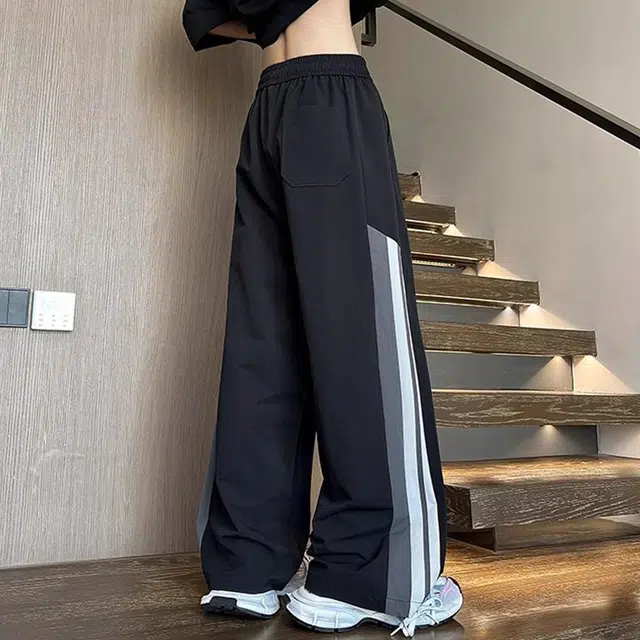 童先森 美式潮牌宽松时尚舒适百搭纯色运动直筒薄款休闲裤 男款
