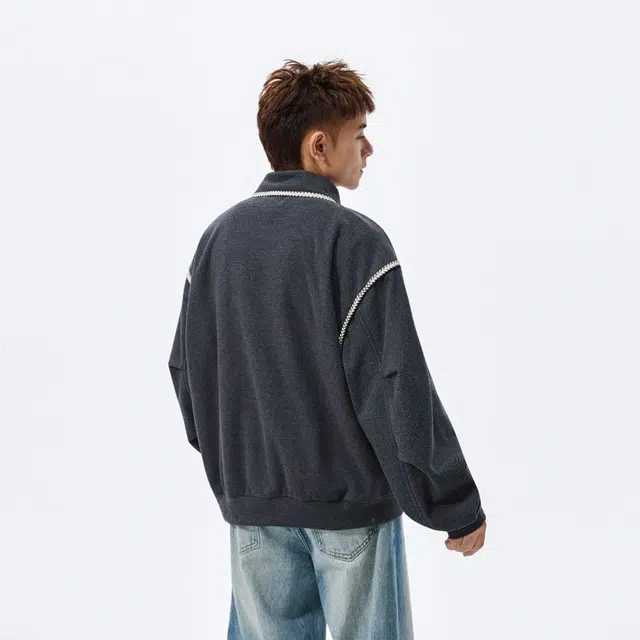 童先森 时尚男春秋季潮牌痞帅运动衫宽松大码青少年拉链外套上衣开衫卫衣 男款