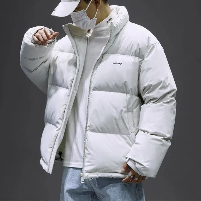 童先森 白鸭绒男冬季立领加厚保暖短款外套简约百搭面包服羽绒服 男款