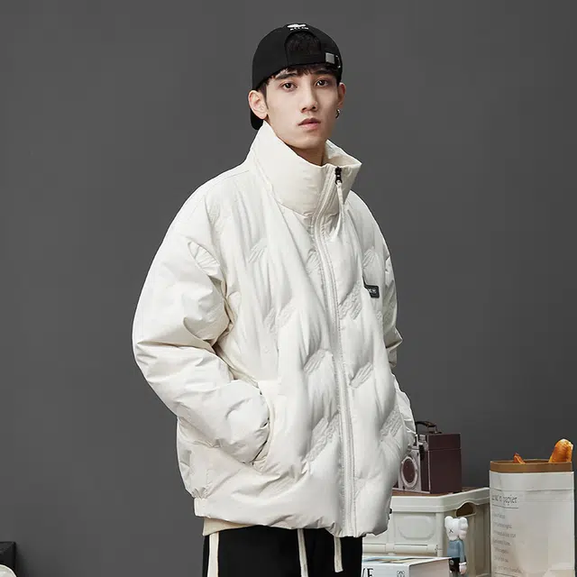童先森 立领冬季鸭绒轻薄休闲夹克防风保暖加厚情侣短款外套羽绒服 男款