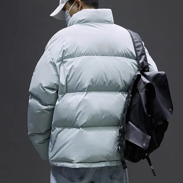 童先森 白鸭绒男冬季立领加厚保暖短款外套简约百搭面包服羽绒服 男款