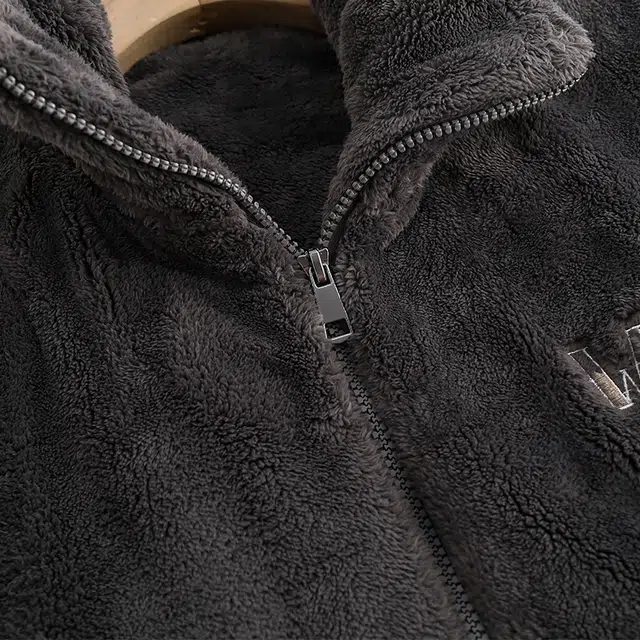 浮光岛屿 美拉德珊瑚绒睡衣男秋冬款加绒加厚法兰绒纯色简约拉链开衫休闲宽松可外穿家居服 家居套装 男款 棕褐色