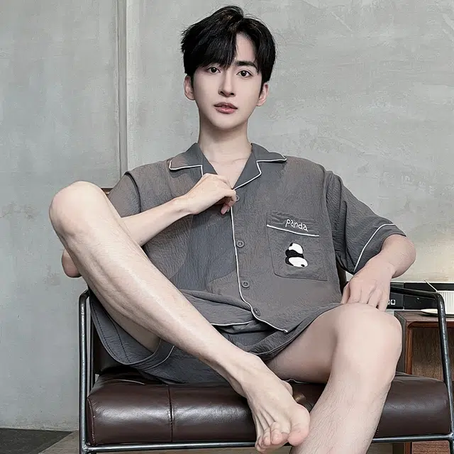 浮光岛屿 简约柔软纯色凉感高级感时尚大气潮流小清新短袖短裤家居服舒适亲肤透气可外穿宽松休闲夏季睡衣套装 男款