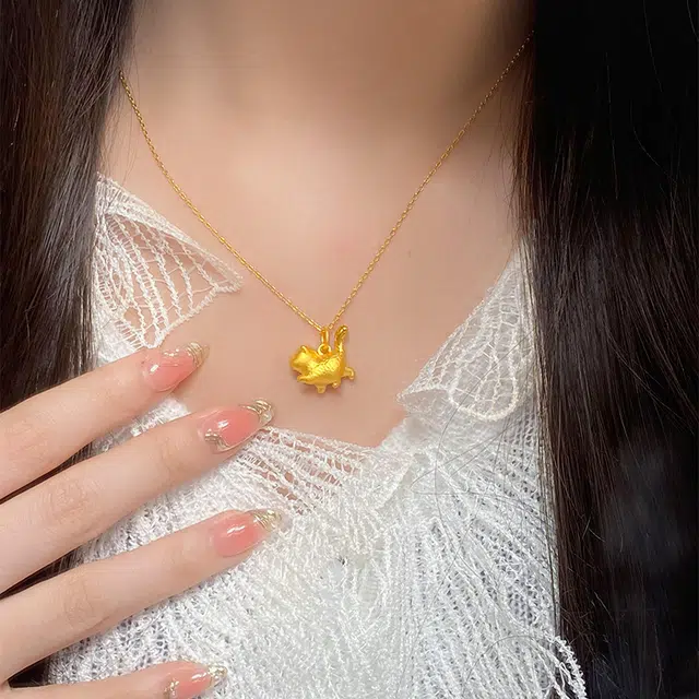 克拉太太 小猫咪 好运 财源广进灵动可爱精致时尚简约百搭小众设计轻奢高级感 足金 一口价 项链 男女同款情侣款