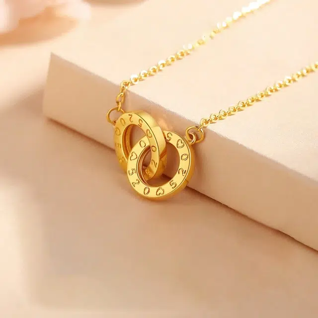 克拉太太 爱心双环 环环相扣锁骨链 轻奢浪漫精致优雅温婉大气小众高级感 足金 一口价 黄金项链 女款
