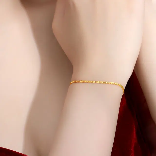 克拉太太 爱心四叶草幸运手链 足金 黄金手链 女款