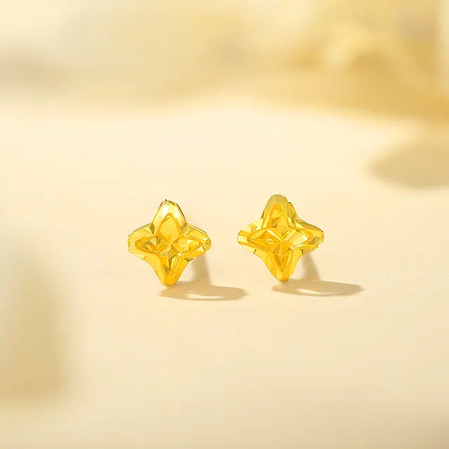 老凤祥 星芒 时尚小众森系清冷高级设计 极简百搭高贵显气质 足金 按克计价 黄金耳钉 女款