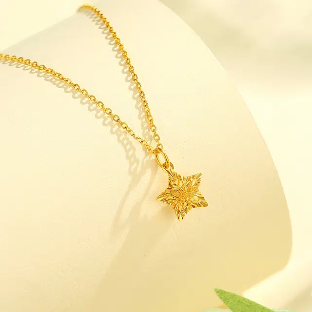 老凤祥 绕线星星 时尚小众森系清冷高级设计 极简百搭高贵显气质 优雅时髦贵气感 足金 按克计价 黄金项链 女款