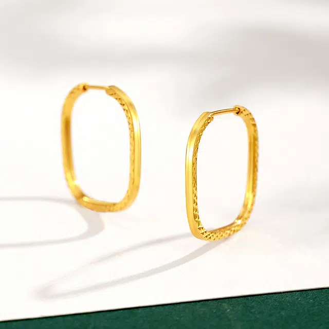 老凤祥 正方形  精致轻奢高级感小众百搭设计温柔时尚 表白恋爱送首饰物 足金 按克计价 黄金耳环 女款