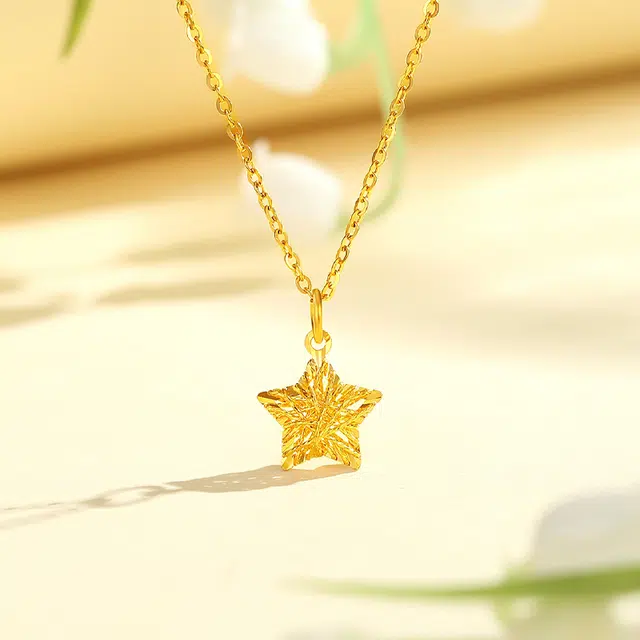 老凤祥 绕线星星 时尚小众森系清冷高级设计 极简百搭高贵显气质 优雅时髦贵气感 足金 按克计价 黄金项链 女款