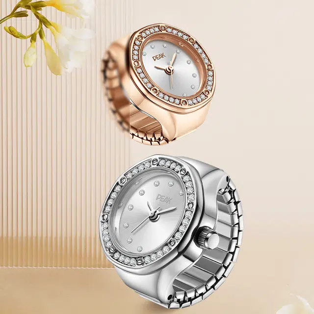 匹克长情系列戒指手表 迷你版小香风轻奢感可调节小众带钻指环 石英机芯 精钢表带 国表 男女同款 白色表盘 可看时间防水防摔