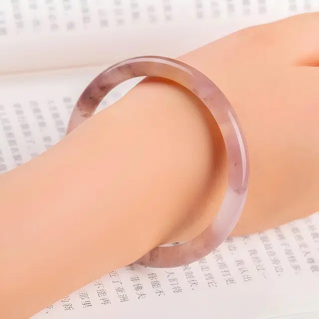 匠锁心玉 紫罗兰美人镯 新中式 国潮国风 复古 古风温婉 轻奢高级感 金丝玉 玉石手镯 女款