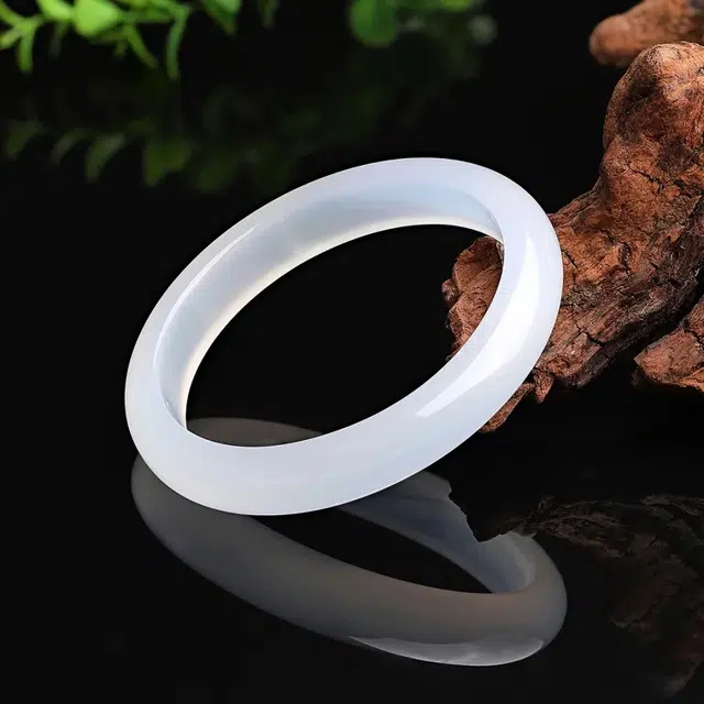 匠锁心玉 白月光 水润清透如月如岚国潮古典新中式精致轻奢高级清冷感温润气质典雅小众旗袍汉服百搭素圈浪漫告白#好运天然 玉髓 手镯 女款