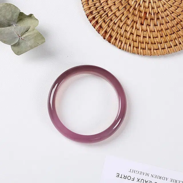 匠锁心玉 紫罗兰 水润清透 新中式 简约大气 国潮国风 汉服旗袍 时尚百搭 清冷典雅高级感 气质温婉 素圈手饰显白#好运天然 玉髓 手镯 女款