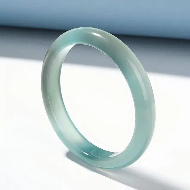 匠锁心玉 高冰库里蓝 新中式 国潮国风 小众 轻奢高级感 古风温婉  清冷感 潮流 玉髓 手镯 女款