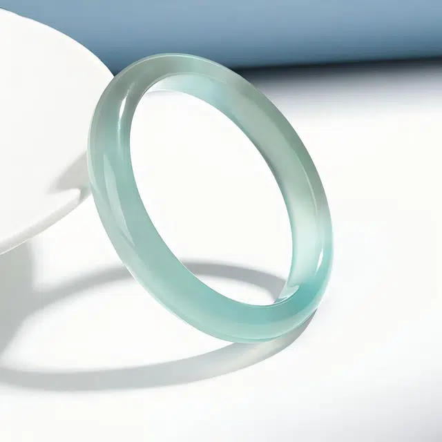 匠锁心玉 高冰库里蓝 新中式 国潮国风 小众 轻奢高级感 古风温婉  清冷感 潮流 玉髓 手镯 女款