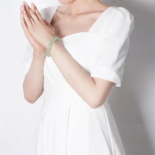 匠锁心玉 晴水平安镯 温婉雅致 国风国潮 新中式 古风 和田玉 手镯 女款 青白玉