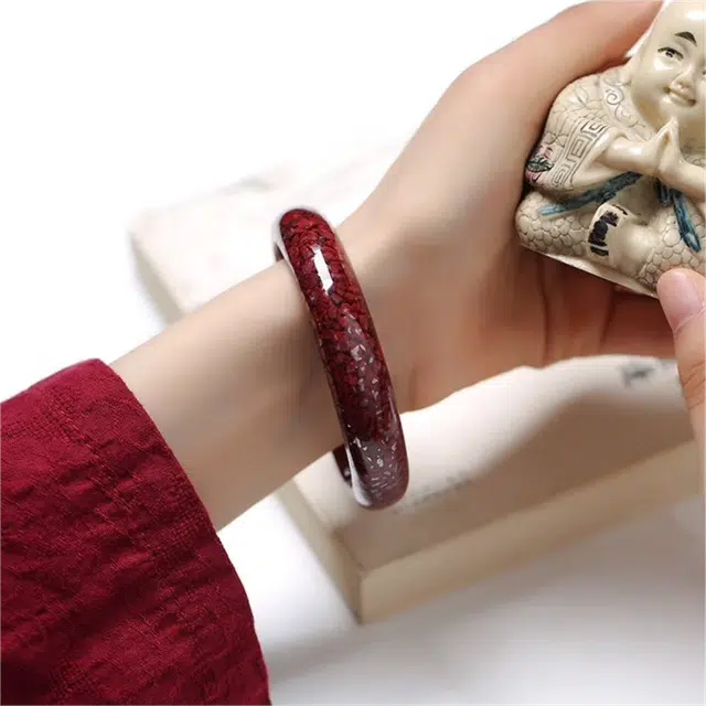 匠锁心玉 新中式 国潮国风 复古 朱砂 玉石手镯 女款