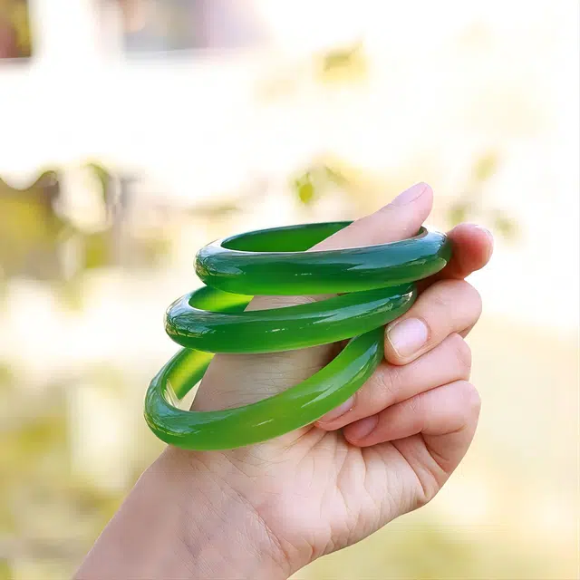 匠锁心玉 湖水贵妃镯 青山黛  新中式 国潮国风 小众设计 轻奢高级 气质 古风温婉 玉髓 玉石手镯 女款