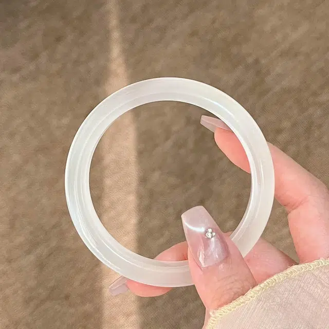 匠锁心玉 白月光清冷感 新中式叠戴 招财纳福国潮原创设计小众轻奢高级感 气质百搭潮流年轻时尚猫眼#显白 琉璃 玉石手镯 女款