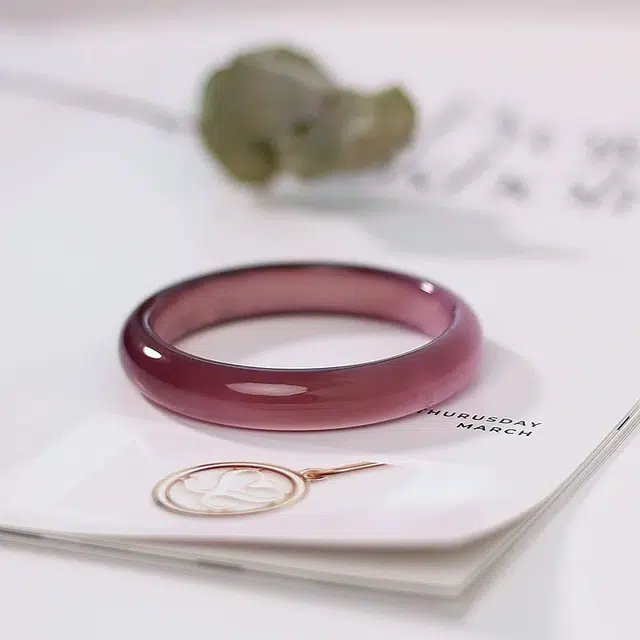 匠锁心玉 紫罗兰 水润清透 新中式 简约大气 国潮国风 汉服旗袍 时尚百搭 清冷典雅高级感 气质温婉 素圈手饰显白#好运天然 玉髓 手镯 女款