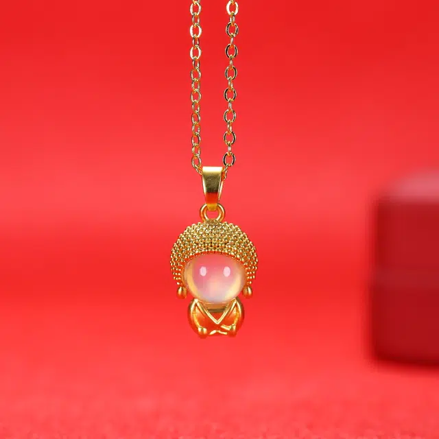 匠锁心玉 宝宝佛 国风国潮 新中式 玉髓 合金 玉石项链 女款 玉髓