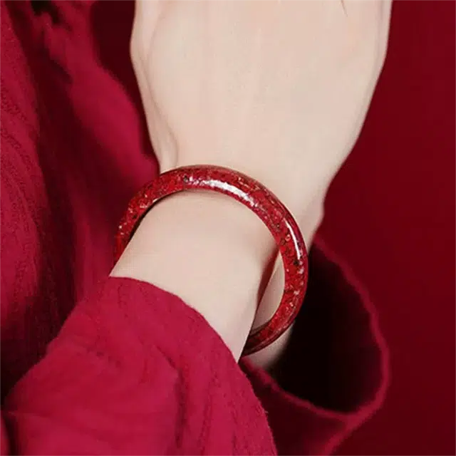 匠锁心玉 宽版 晶体砂  新中式 国潮国风 古风 转运纳福 诸事顺意 朱砂 手镯 女款