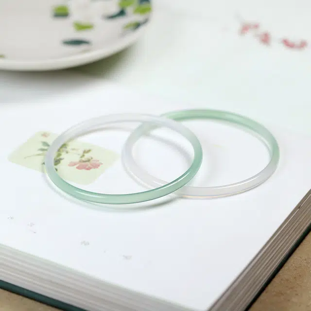 匠锁心玉 一步一响远山黛高冰贵妃叮当镯  新中式 国潮国风 典雅 古风温婉 轻奢高级 小众设计 玉髓 手镯 女款