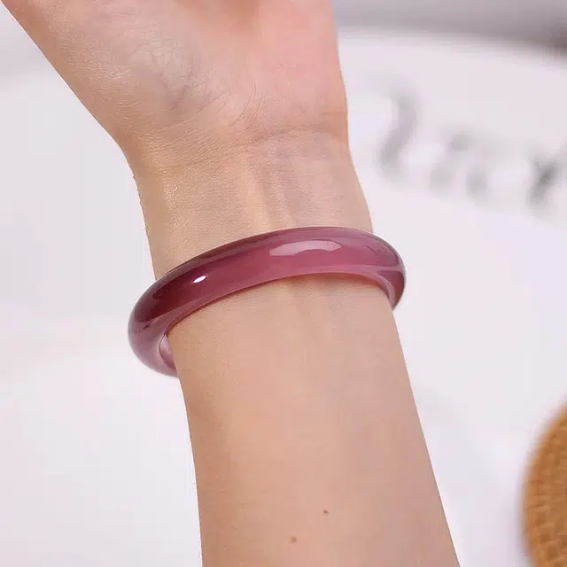 匠锁心玉 紫罗兰 水润清透 新中式 简约大气 国潮国风 汉服旗袍 时尚百搭 清冷典雅高级感 气质温婉 素圈手饰显白#好运天然 玉髓 手镯 女款