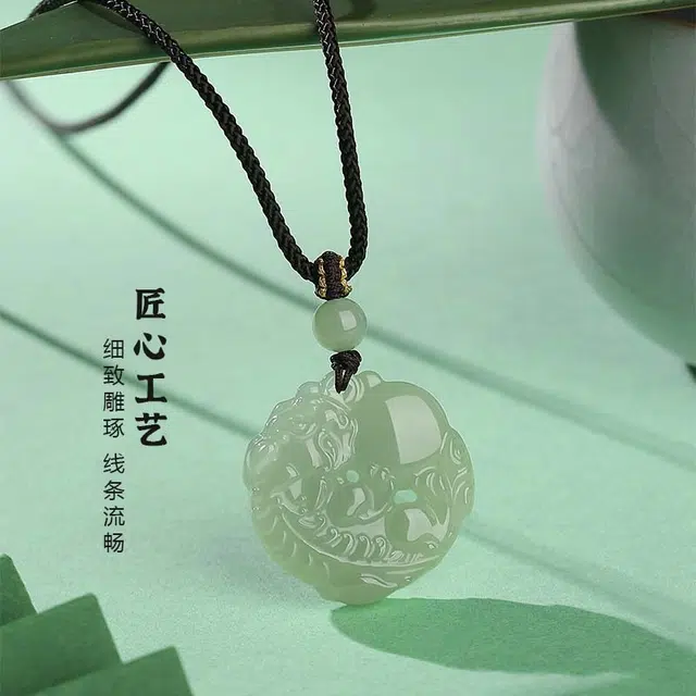 匠锁心玉 如意元宝貔貅  新中式 国潮国风 小众设计轻奢高级感 守护 纳福#好运 和田玉项链 青白玉 男女同款情侣款
