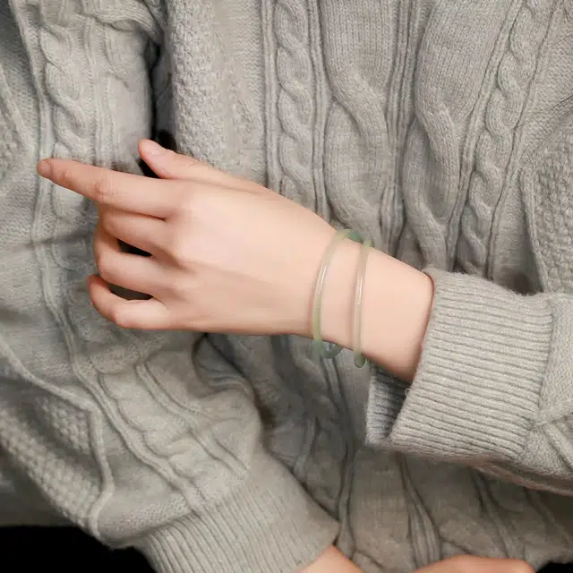 匠锁心玉 青山黛高冰叮当镯 新中式 国潮国风 典雅 古风温婉 轻奢高级 小众设计 玉髓 手镯 女款