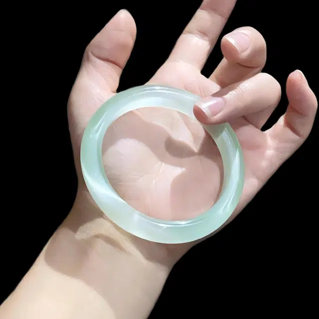 匠锁心玉 远山黛浅清色 新中式国潮古风 小众典雅 吉祥如意轻奢高级清冷感 极简风 潮流年轻气质百搭 温润手饰显白#好运 琉璃 手镯 女款