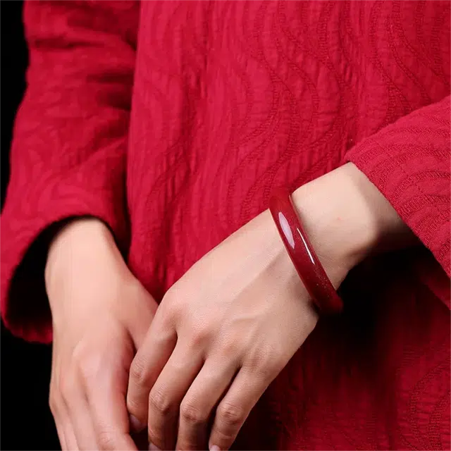 匠锁心玉 新中式 国潮国风 复古 诸事顺意 本命年 守护 朱砂 玉石手镯 女款