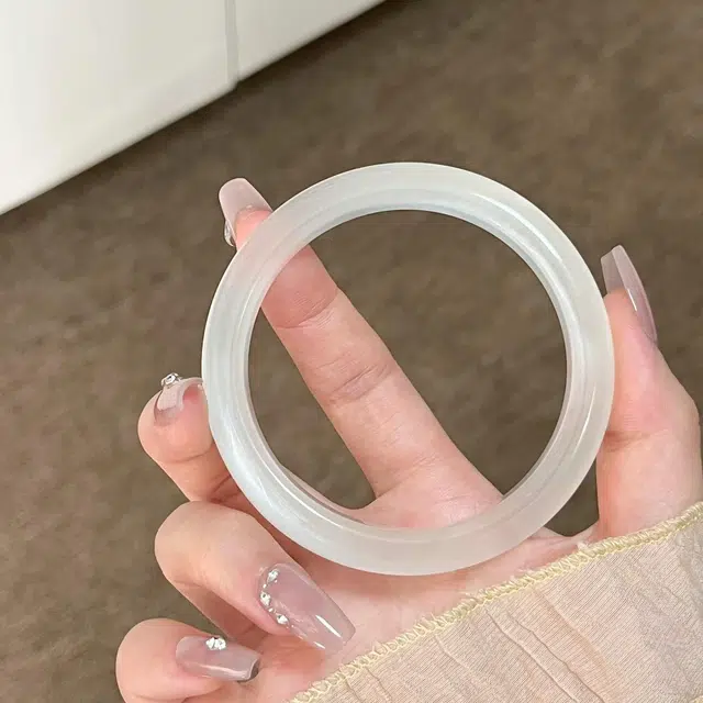 匠锁心玉 白月光清冷感 新中式叠戴 招财纳福国潮原创设计小众轻奢高级感 气质百搭潮流年轻时尚猫眼#显白 琉璃 玉石手镯 女款