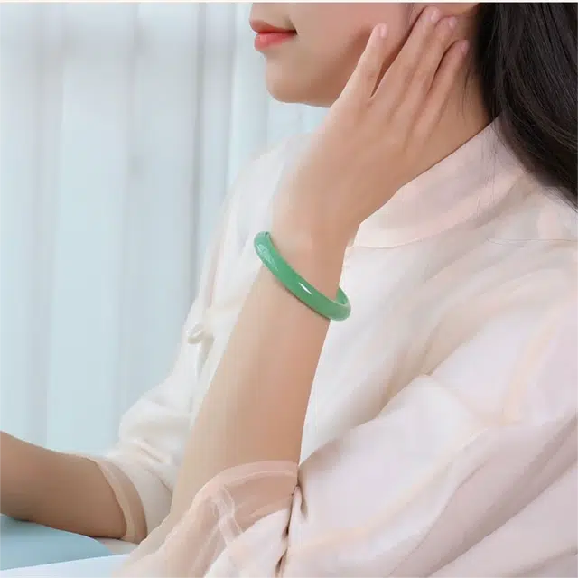 匠锁心玉 青山黛贵妃镯  新中式 国潮国风 小众设计 轻奢高级 气质 古风温婉 东陵玉 玉石手镯 女款