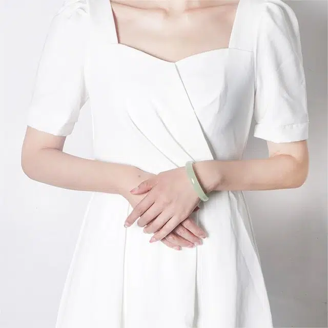 匠锁心玉 晴水平安镯 温婉雅致 国风国潮 新中式 古风 和田玉 手镯 女款 青白玉