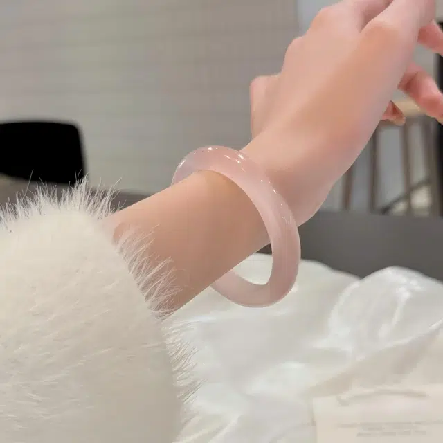 匠锁心玉 粉黛佳人清冷感 老钱风新中式 招财纳福国潮古风设计小众轻奢高级感 气质百搭潮流年轻时尚手饰#显白 琉璃 手镯 女款