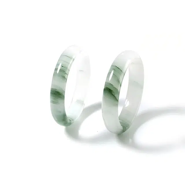 匠锁心玉 青山黛翠玉贵妃镯 新中式 国潮国风 轻奢高级 气质 东方雅韵 清冷感 多翠 天山翠 手镯 女款