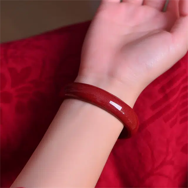 匠锁心玉 新中式 国潮国风 复古 诸事顺意 本命年 守护 朱砂 玉石手镯 女款