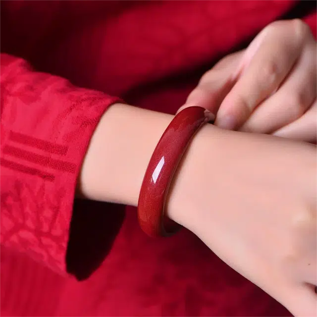 匠锁心玉 新中式 国潮国风 复古 诸事顺意 本命年 守护 朱砂 玉石手镯 女款