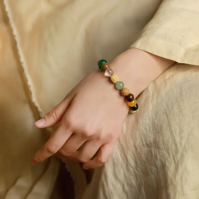 匠锁心玉 十八籽 国风佛珠 招财纳福 复古国潮新中式 白玉菩提 手串 男女同款情侣款