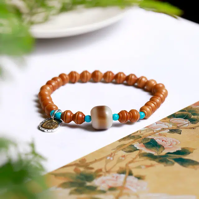 匠锁心玉 天地一线玛瑙天珠 新中式 国潮国风 招财纳福 高级 转运 守护 菩提根菩提子/菩提籽 手串 男女同款情侣款