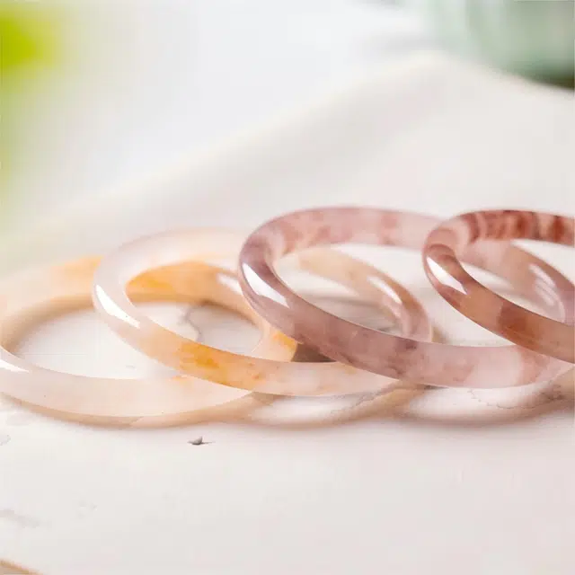 匠锁心玉 紫罗兰美人镯 新中式 国潮国风 复古 古风温婉 轻奢高级感 金丝玉 玉石手镯 女款